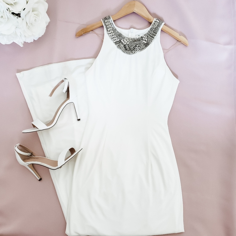 Lulu's Pledging My Love White Beaded Maxi Dress